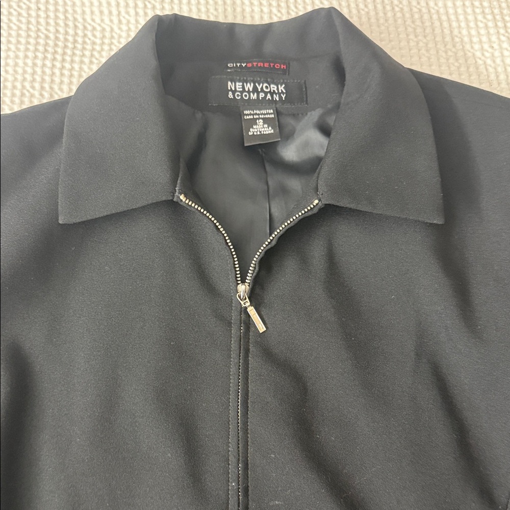New York & Company Black Collared Zip Jacket - Size 12